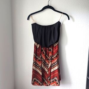 Love Culture Western Summer Strapless Dress, Textured Buttons, Mini Vintage